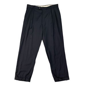 Vintage Patrick James Pleated Dress Pants Mens 34 Navy Blue Wool Relaxed Fit EZE